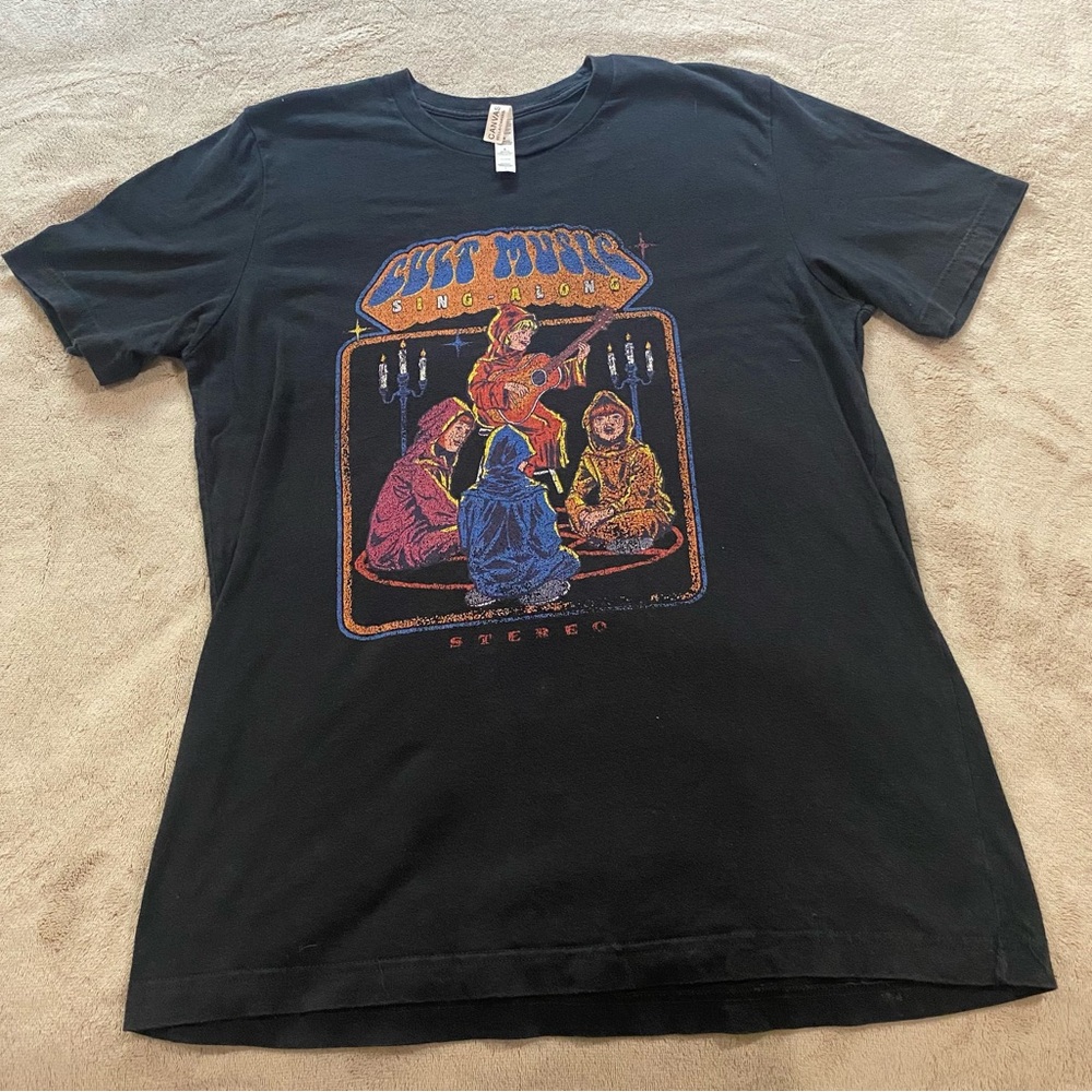 Cult Music Sing A Long Graphic T Shirt Mens Large Black Folk Rock Tee